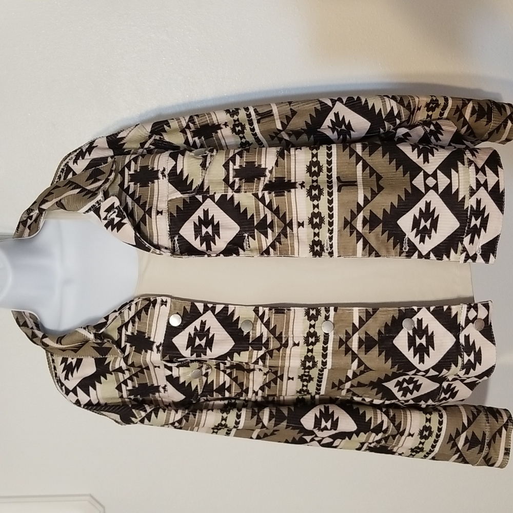 WESC Unisex Cord Trucker Light Blanket Shacket Tribal Boho Southwestern Print - Picture 1 of 17